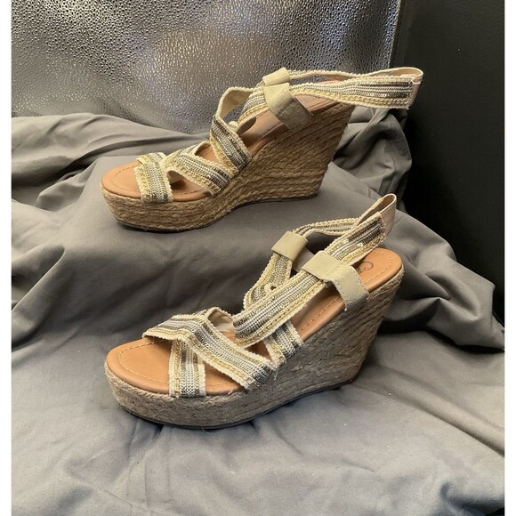 Carlos By Carlos Santana Corelle Natural  Wedge Sandals Espadrille Size 7 - Picture 1 of 11